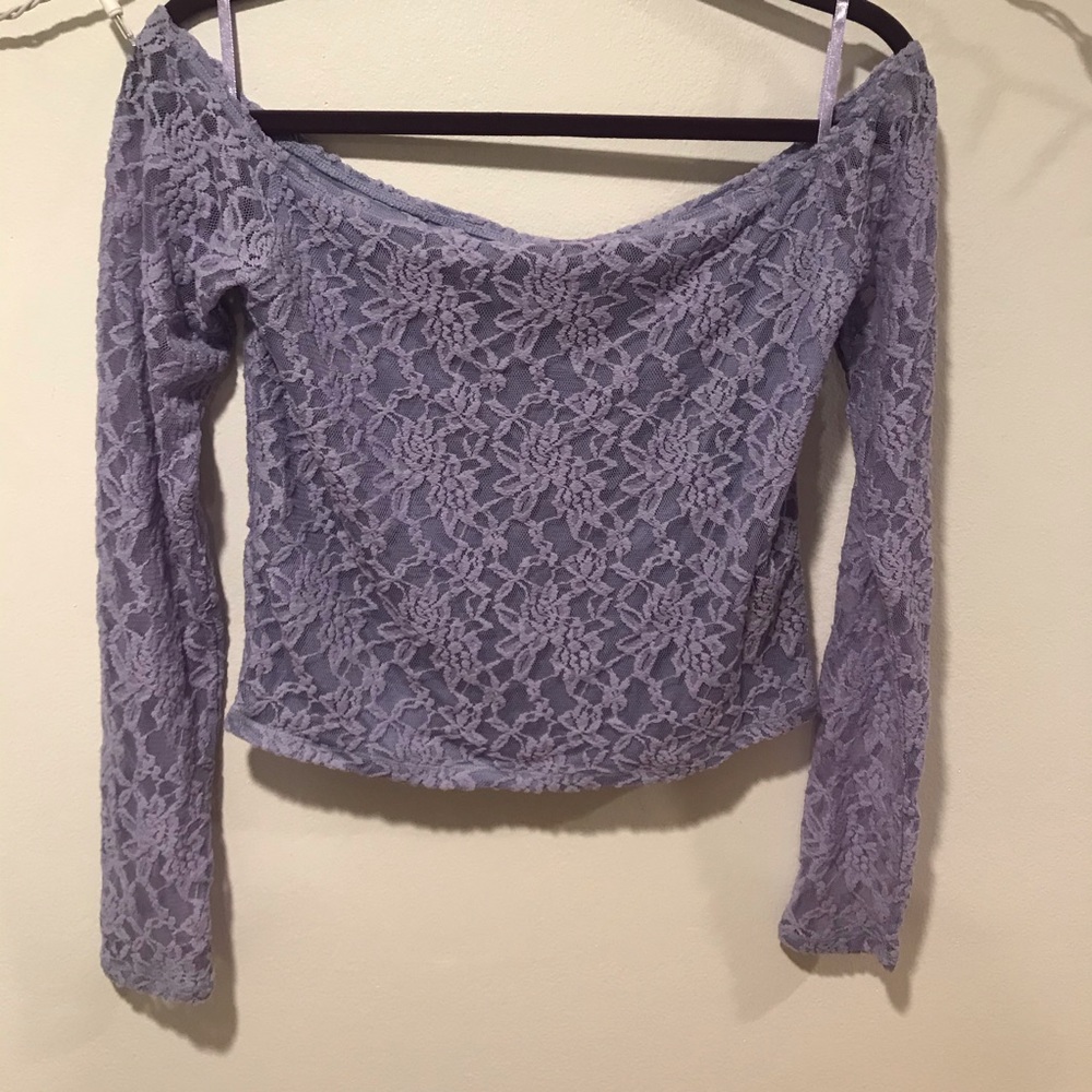 Lavender Laced Off the Shoulder Crop Top